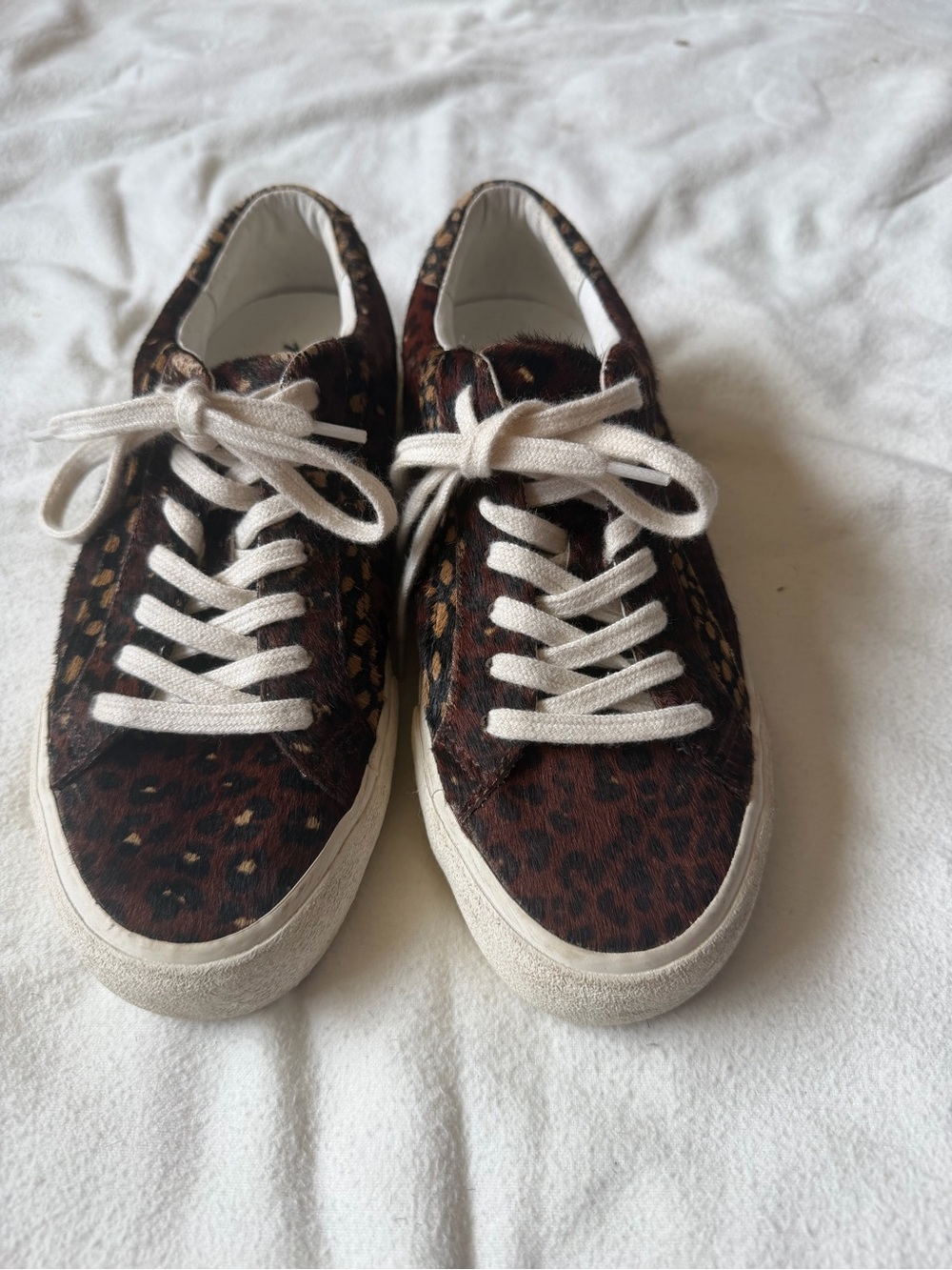 Madewell Leopard-Print Lace-Up Sneakers in Brown and Cream